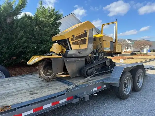 Vermeer stump grinder on a trailer ready for transport